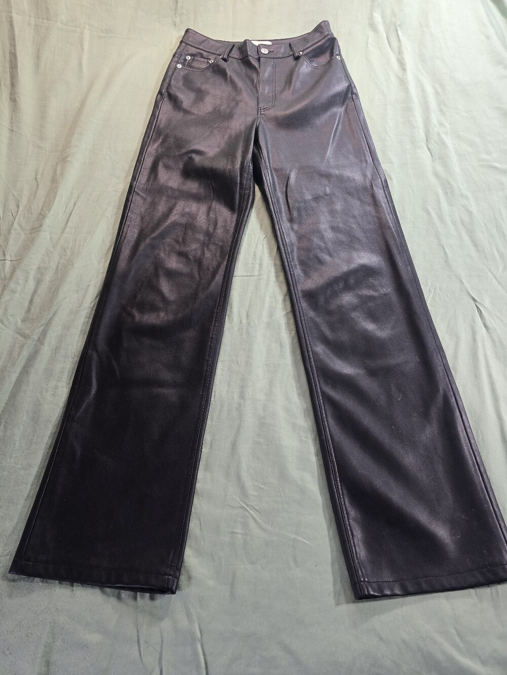 Zara Women Black Faux Leather Pants Size 2